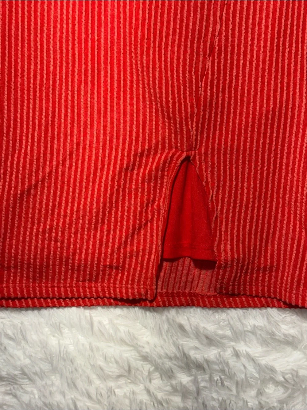NWT No Boundaries Red Ribbed Mini Dress with Ruffle Straps & Slit - Picture 4 of 5